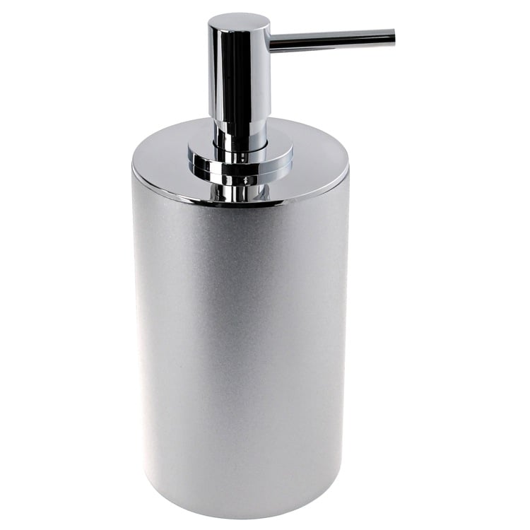 Gedy YU80-73 Soap Dispenser, Free Standing, Silver, Round, Resin